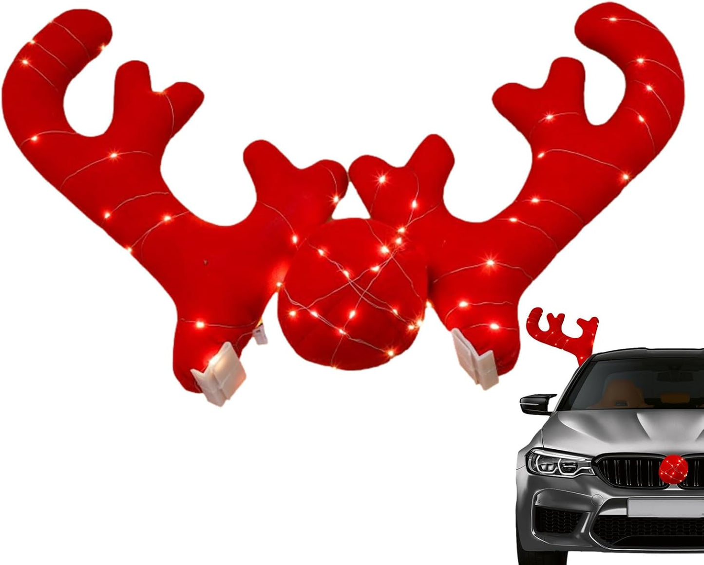 Novogodišnji rogovi za auto sa LED lampicama