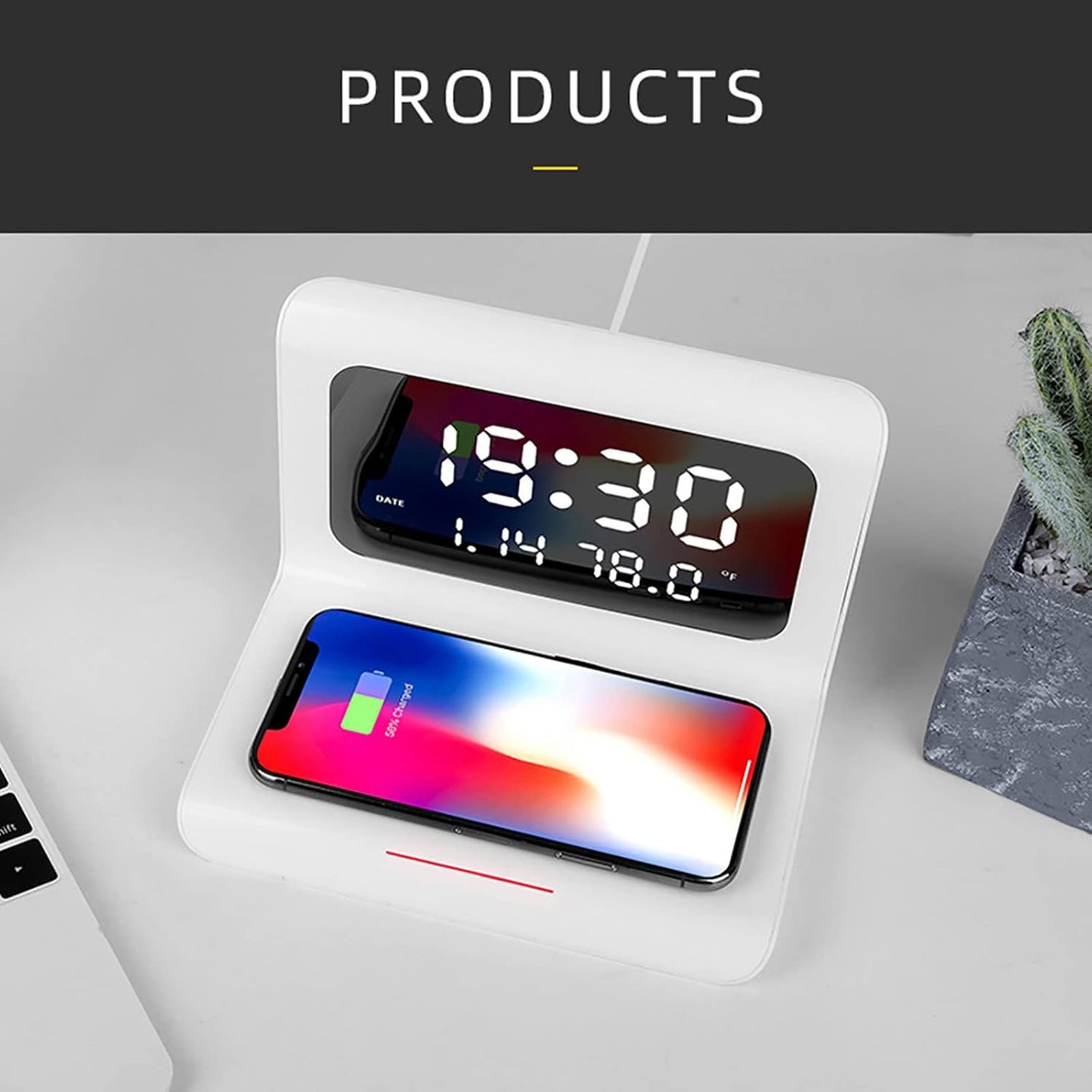 Led digitalni sat sa budilnikom i wireless punjacem