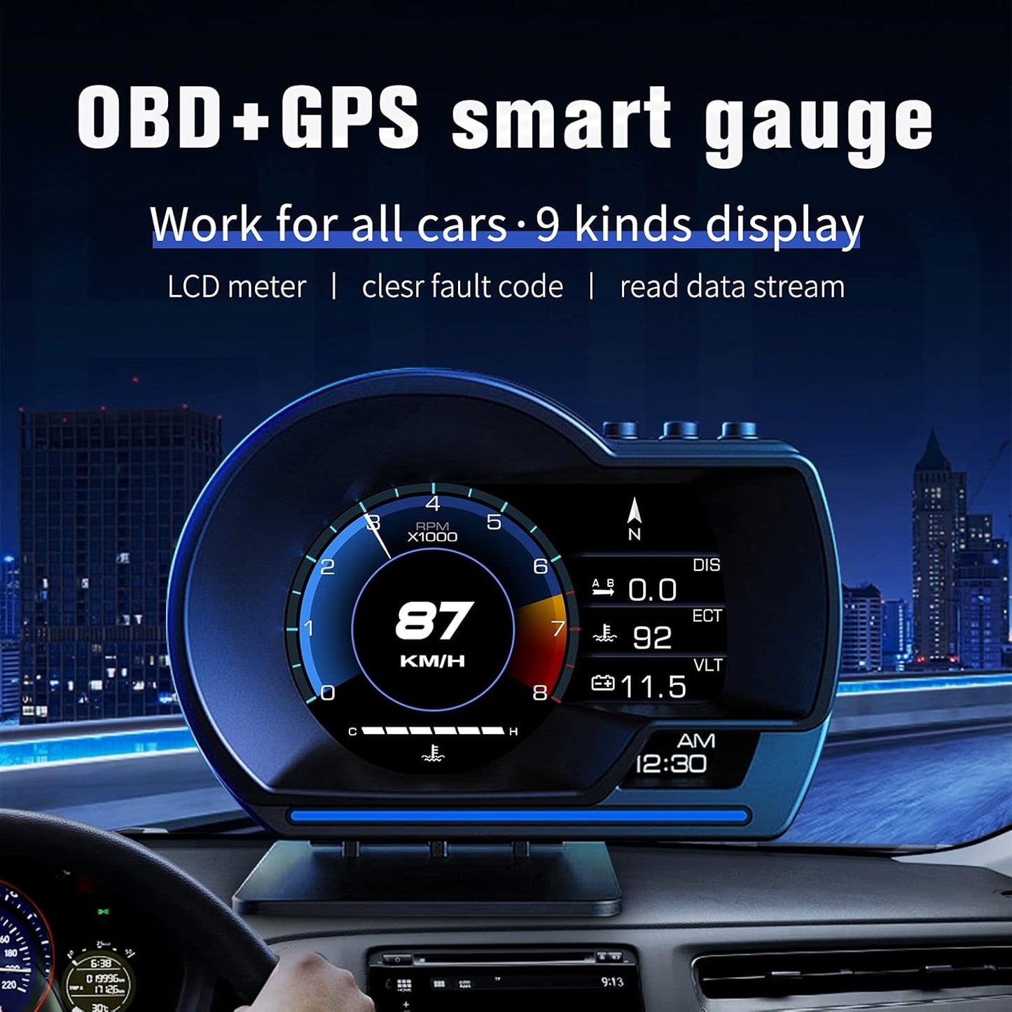 Pametni displej za auto OBD2+GPS P6