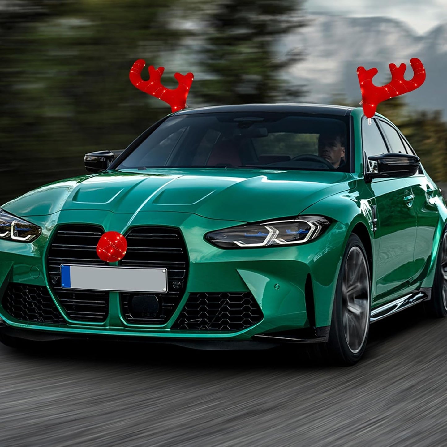 Novogodišnji rogovi za auto sa LED lampicama