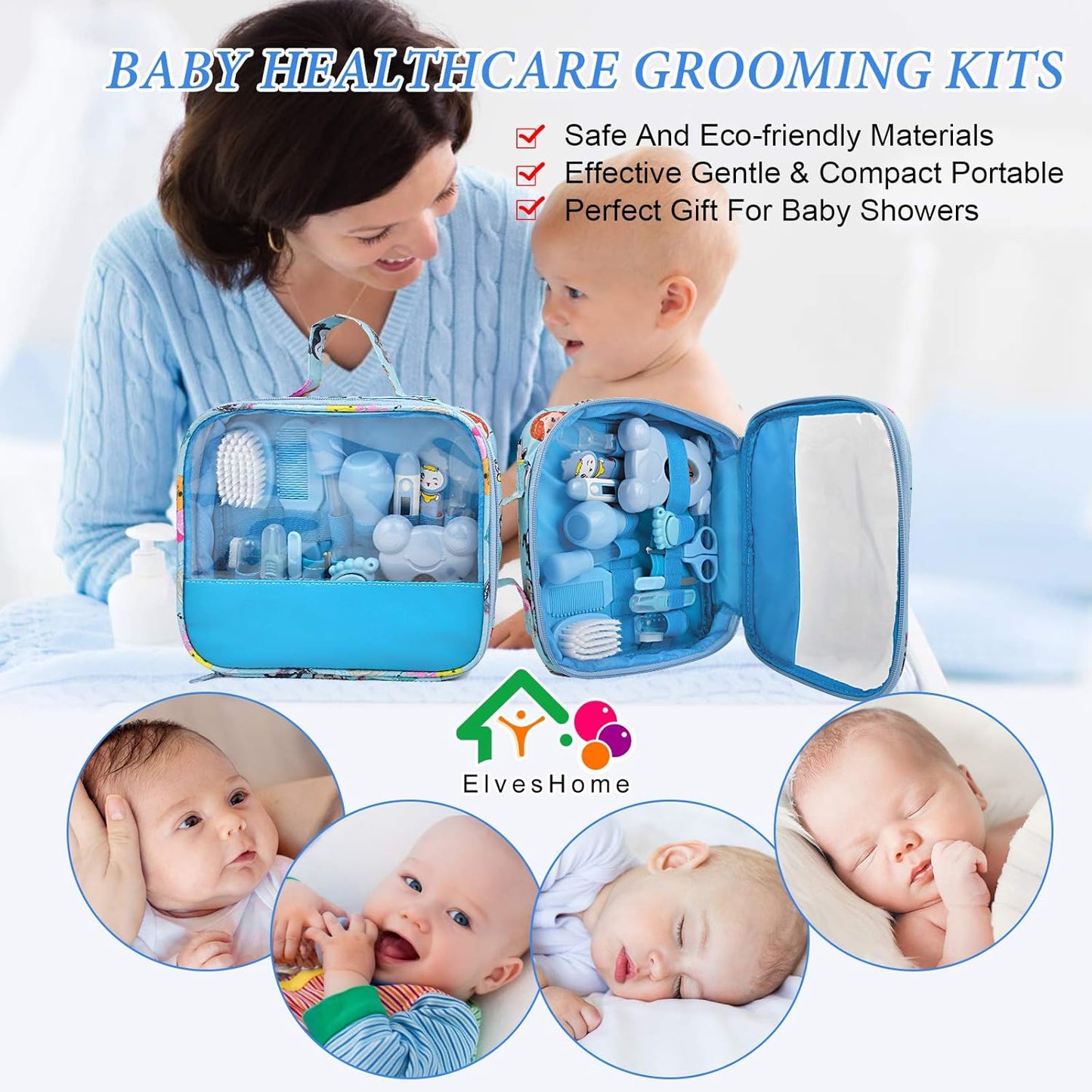 Veliki bebi set za negu i higijenu sa torbicom Plavi