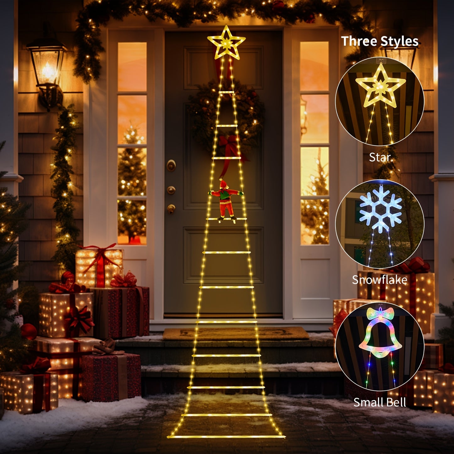 Božićna LED dekoracija Deda Mraz na merdevinama