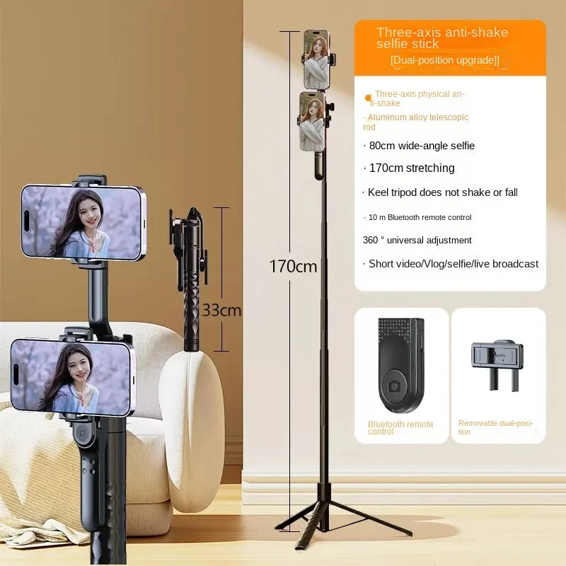 Stabilizator Gimbal za 1 ili 2 telefona sa led svetlom