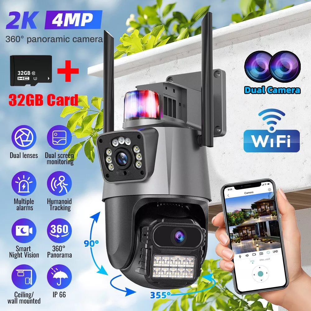 IP PTZ kamera 4K 8x Zoom, 2 sočiva + sirena + 32GB memorija