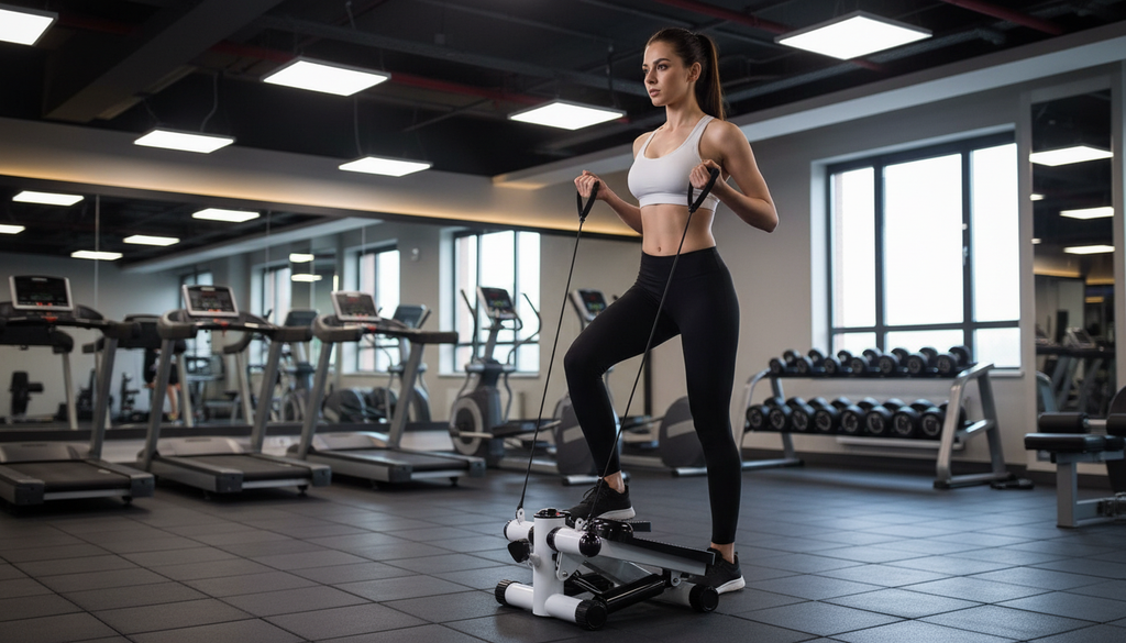 Mini Steper sa Elastičnim Trakama za Vežbanje – Kućna Sprava za Fitness i Kardio Trening