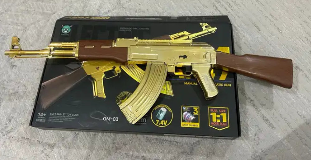 Zlatni Kalashnikov na Gel Kuglice – Dečija Igračka Puška sa Vodenim Mecima