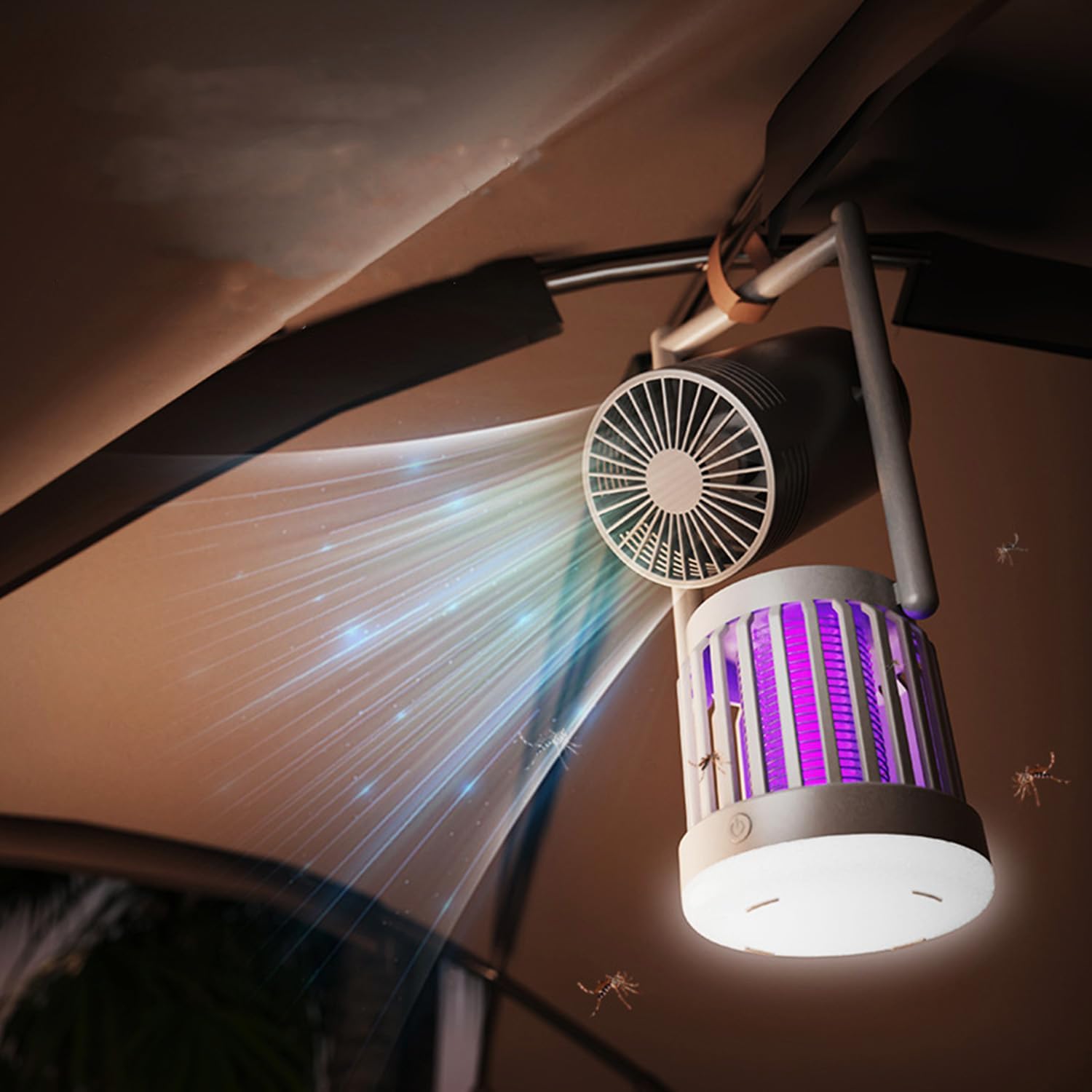 Višenamenska Lampa za Komarce sa Ventilatorom i LED Noćnim Svetlom