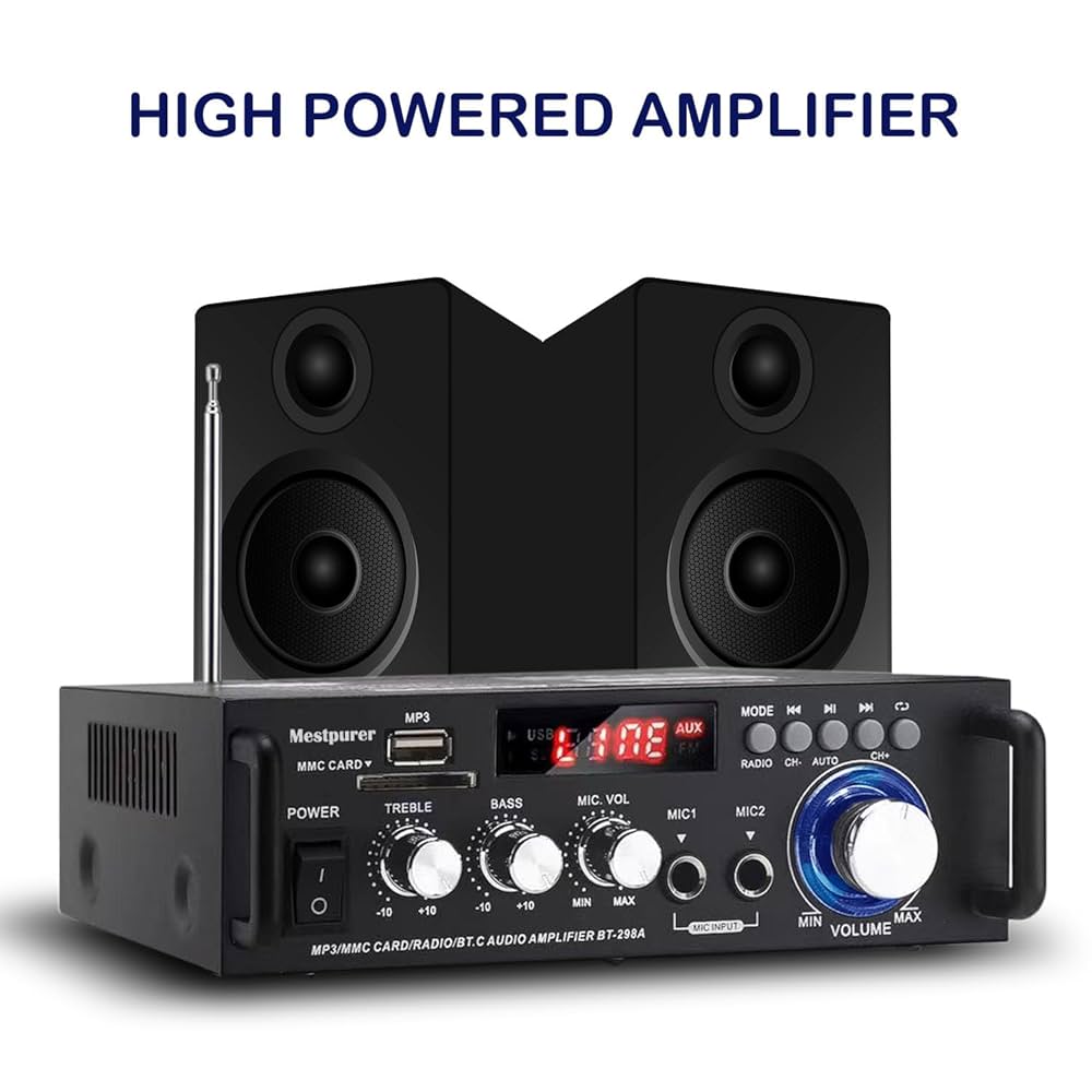 BT-298 Pro Bluetooth 5.0 HiFi Pojačalo 400W×2 – Stereo Audio Risiver sa Mikrofonom, USB, FM i Eho Efektom