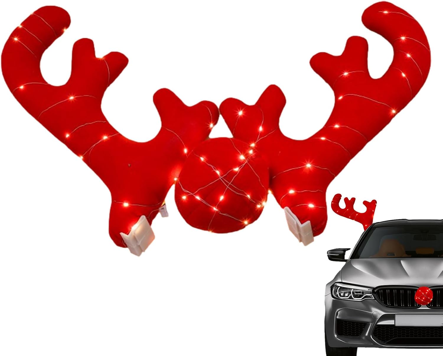 Novogodišnji rogovi za auto sa LED lampicama