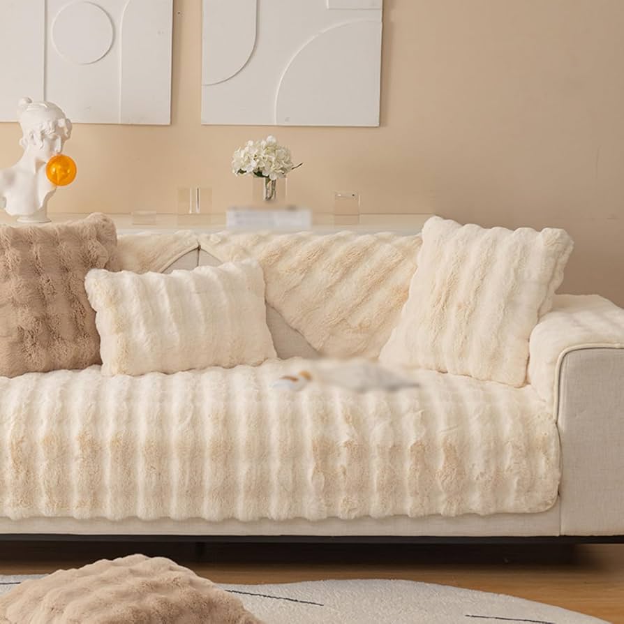 Krzneni fleker prljavo belo 70×70 cm – topao i dekorativan