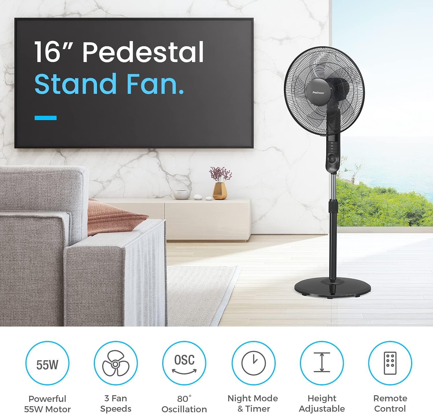 Stojeći ventilator sa daljinskim upravljačem