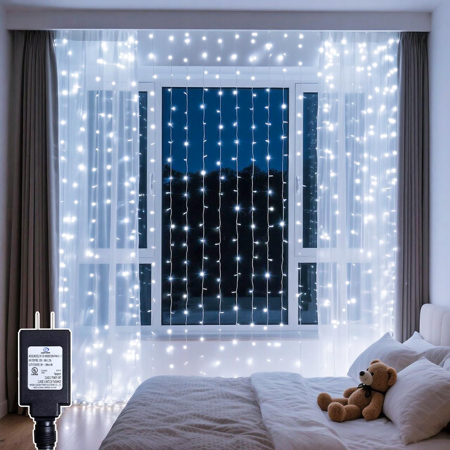 LED zavesa novogodisnja 3x3 metara Bela