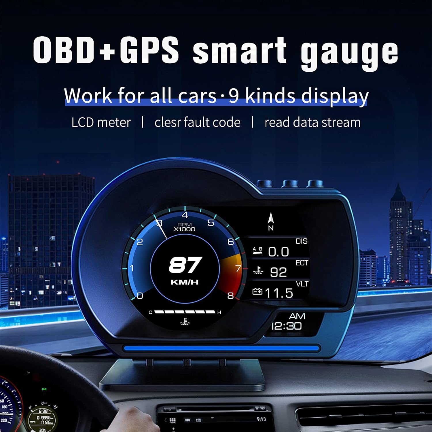 Pametni displej za auto OBD2+GPS P6