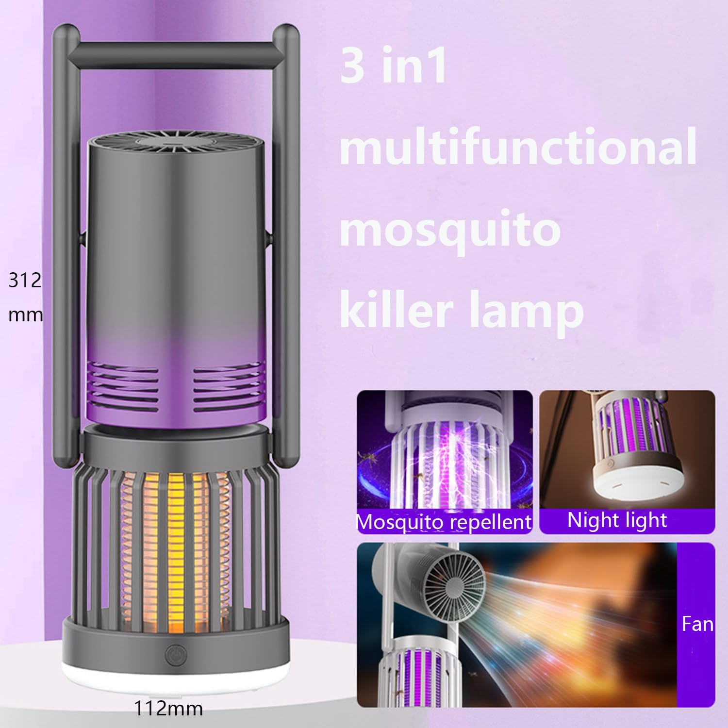 Višenamenska Lampa za Komarce sa Ventilatorom i LED Noćnim Svetlom