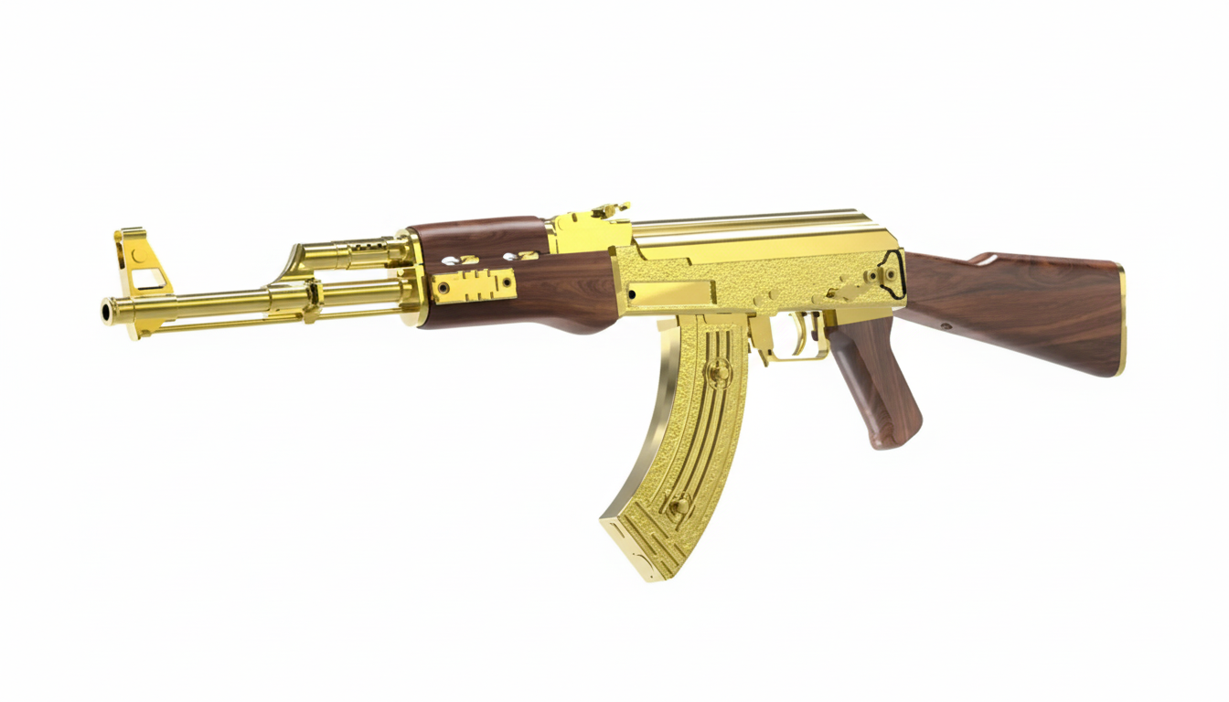 Zlatni Kalashnikov na Gel Kuglice – Dečija Igračka Puška sa Vodenim Mecima