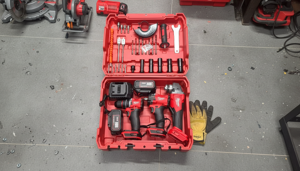 Aku Set 3u1 M12 88V – Bušilica, Udarni Odvijač i Brusilica + 2 Baterije (Kofer)
