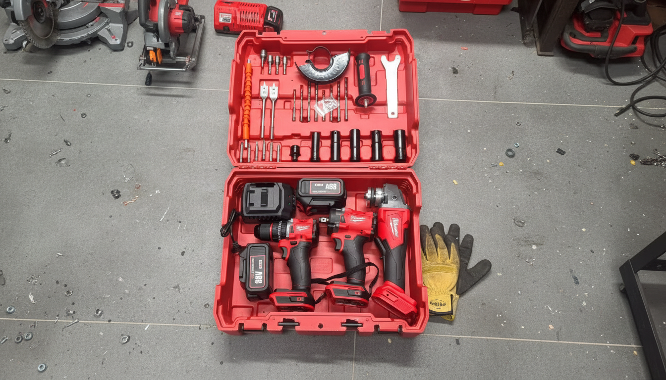 Aku Set 3u1 M12 88V – Bušilica, Udarni Odvijač i Brusilica + 2 Baterije (Kofer)