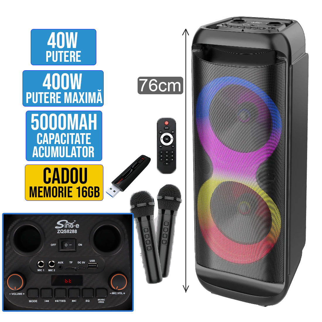 Bluetooth zvucnik karaoke ZQS8288