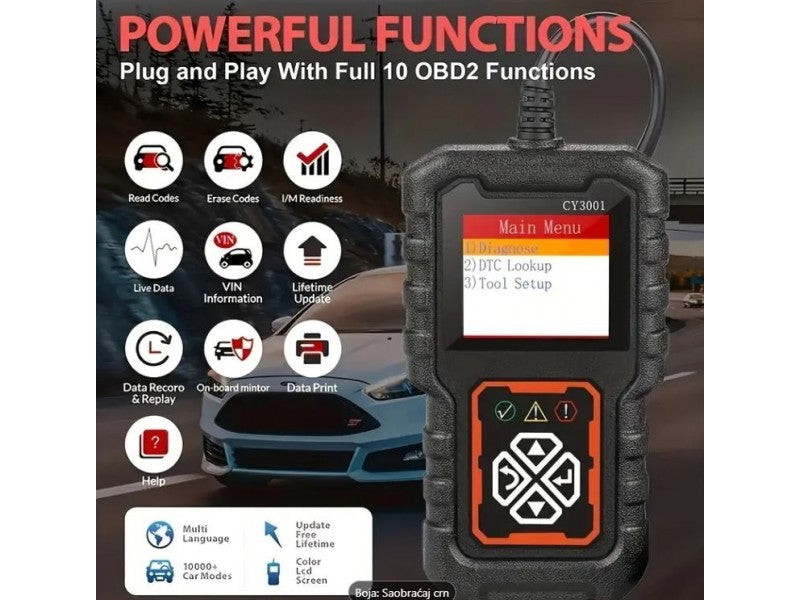 CY3001 OBD2 Dijagnostika – Profesionalni Auto Skener za Brzo Očitavanje Grešaka
