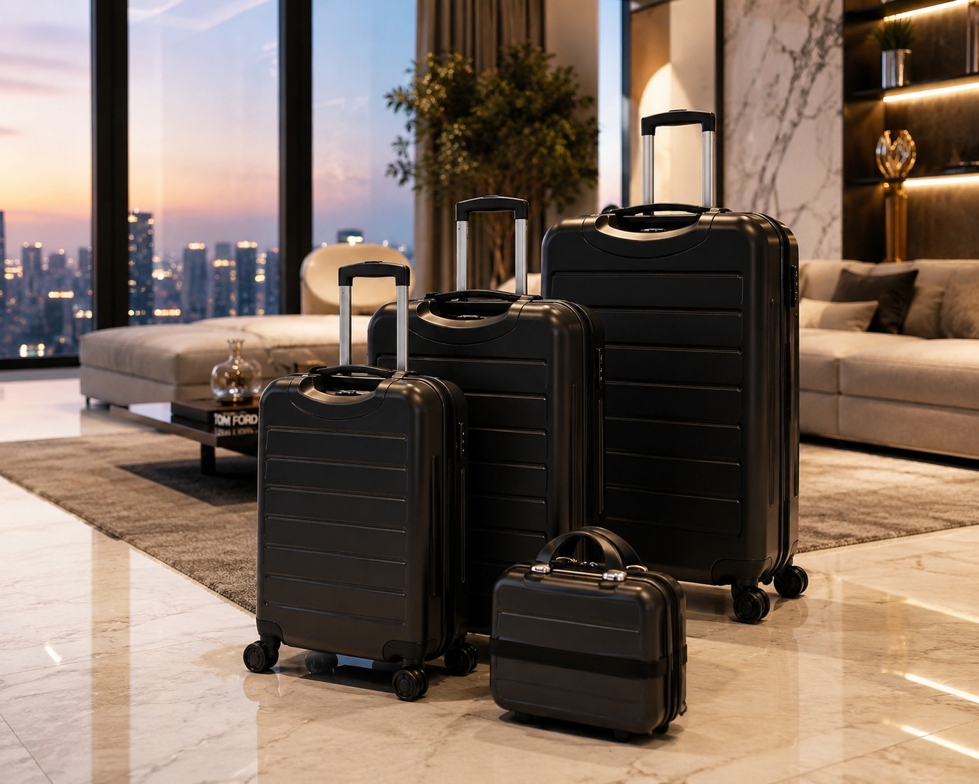 Premium Travel Set 4u1 – 3 ABS Kofera sa Točkićima + Beauty Kozmetički Kofer