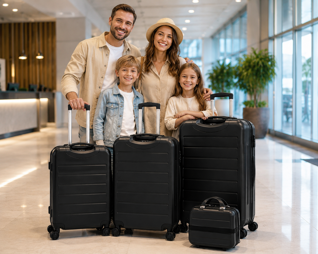 Premium Travel Set 4u1 – 3 ABS Kofera sa Točkićima + Beauty Kozmetički Kofer