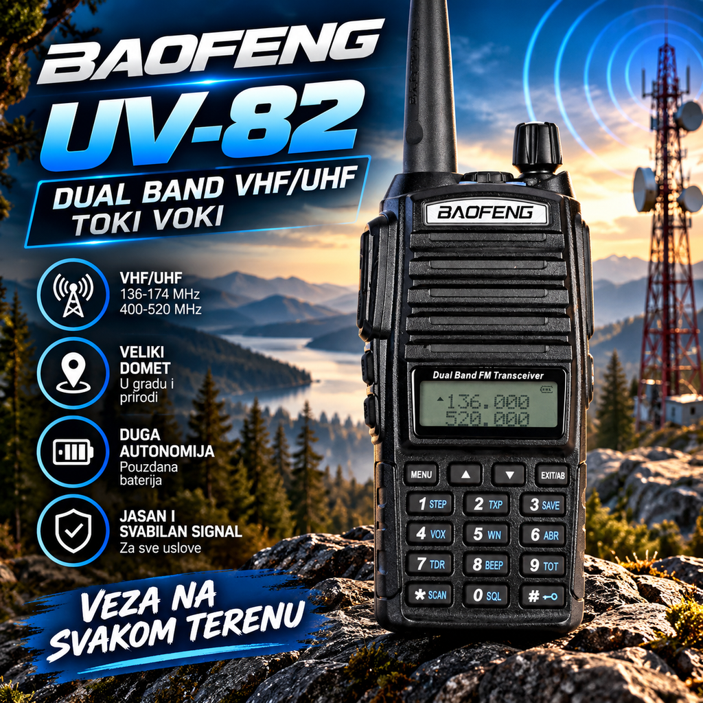 Baofeng UV-82 Dual Band Radio Stanica – VHF/UHF Toki Voki