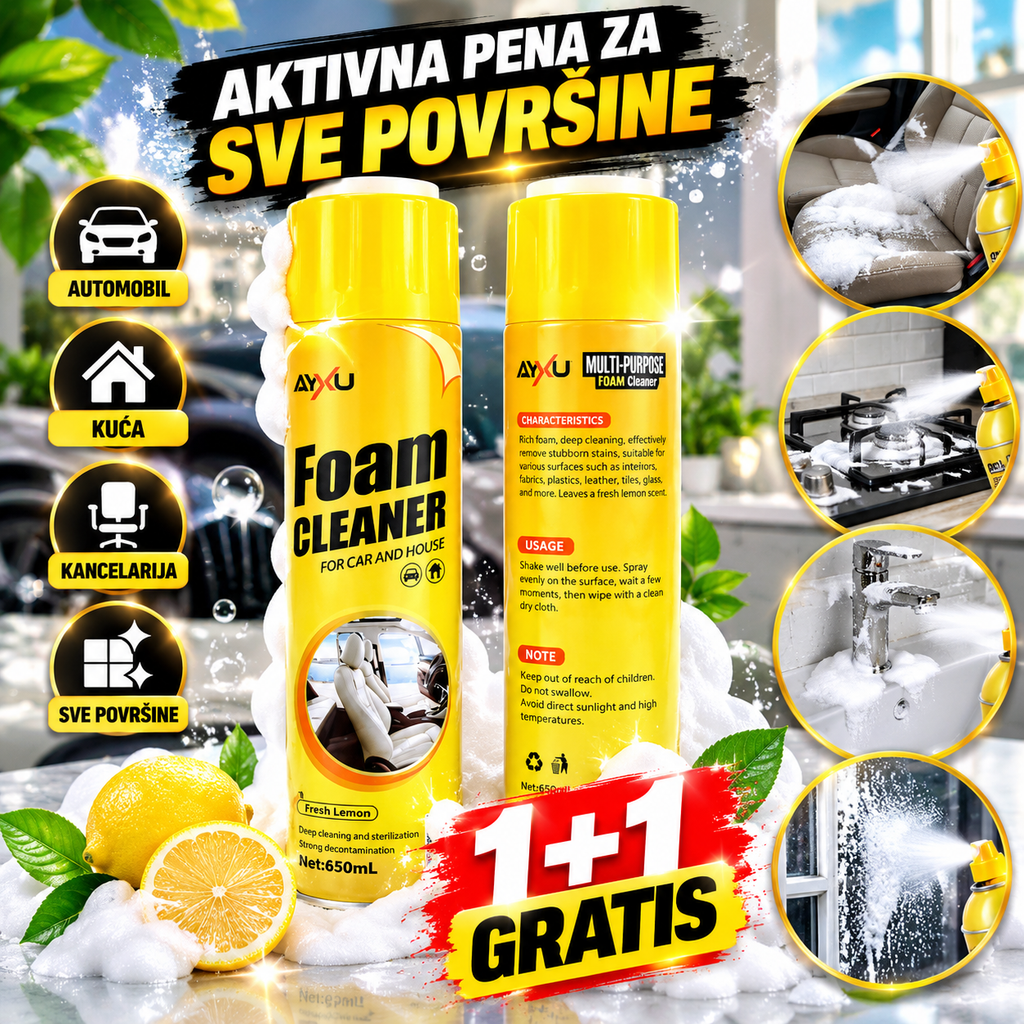 1+1 GRATIS Aktivna Pena za Čišćenje – Univerzalno Sredstvo za Sve Površine
