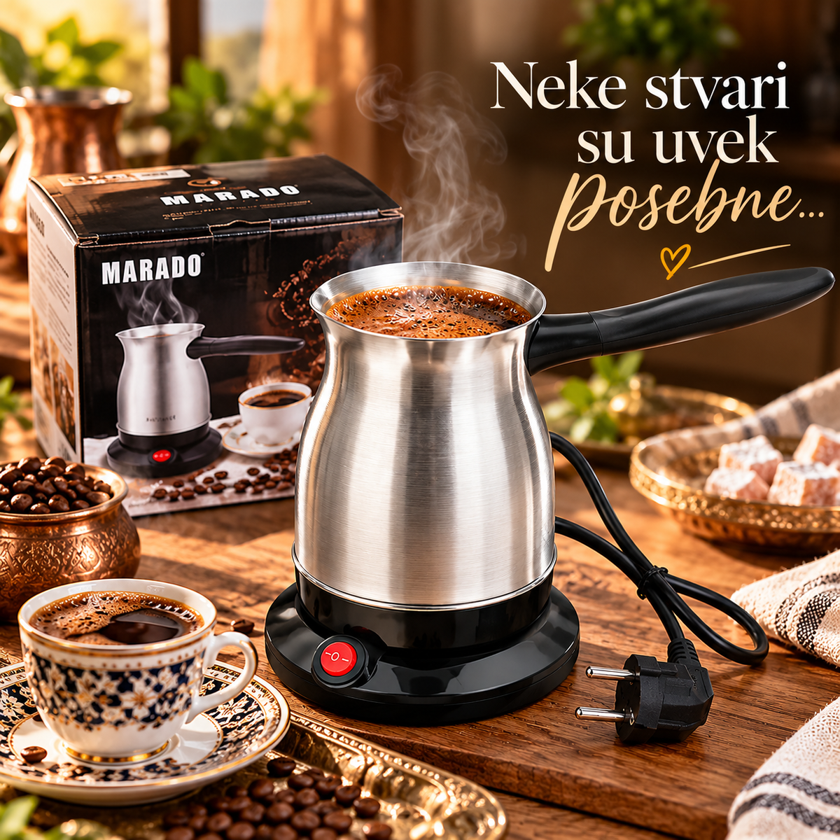 Električna INOX Džezva za Kafu – Aparat za Brzu i Jednostavnu Pripremu Kafe