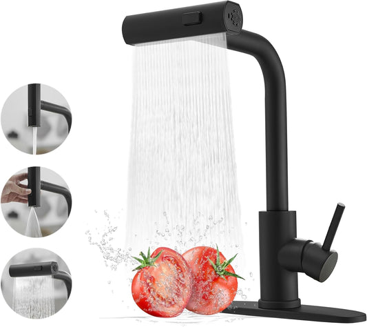 Crna Kuhinjska Slavina sa Vodopad Tušem i Izvlačnim Tušem