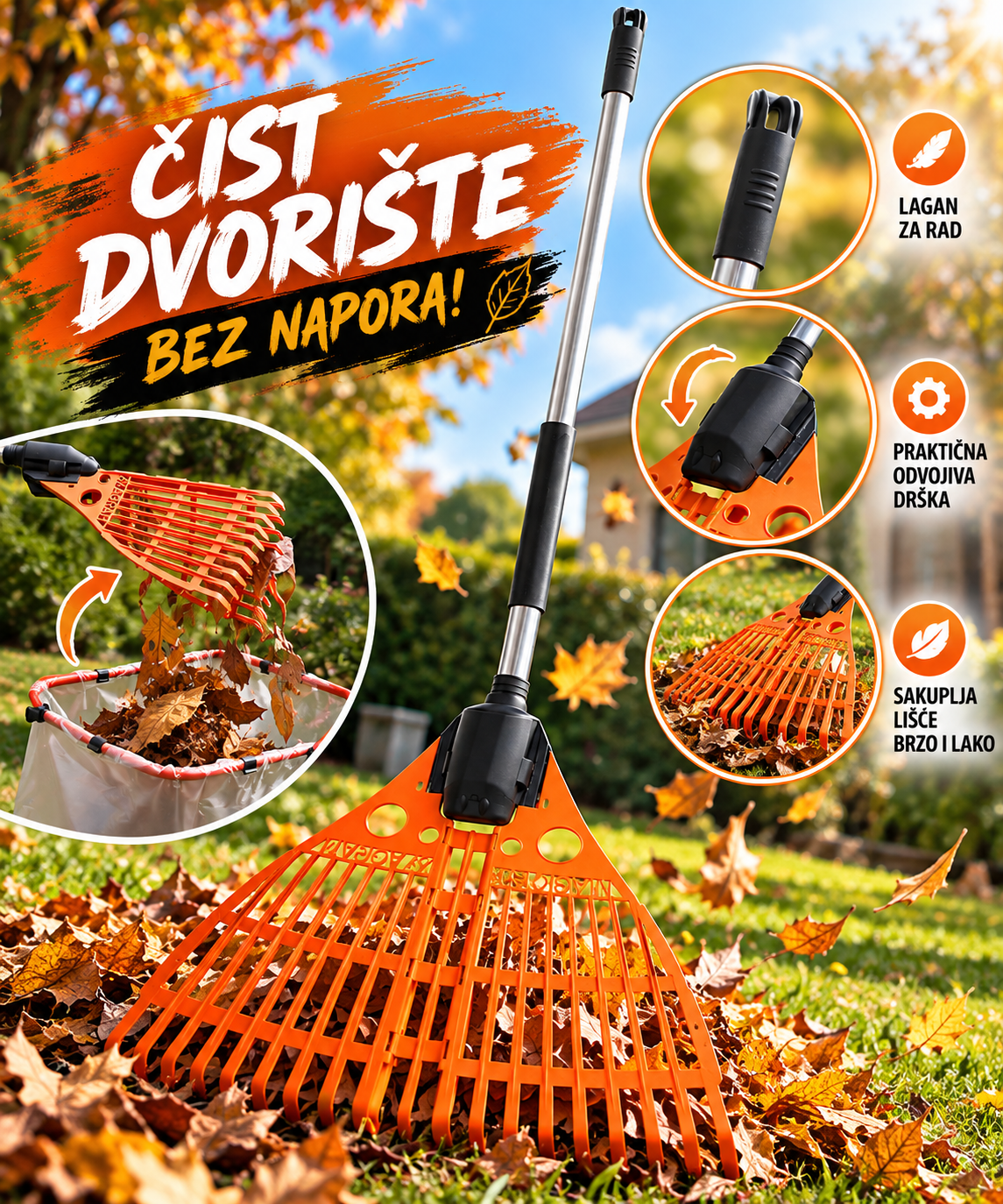 Magic Fly – Grabulje za Sakupljanje Lišća sa Odvojivom Drškom