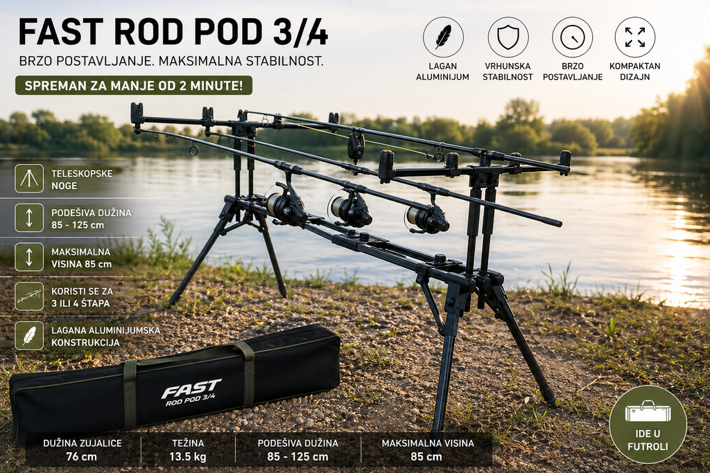 Rod Pod FAST 3/4 – Držač za Štapove sa Teleskopskim Nogama i Futrolom