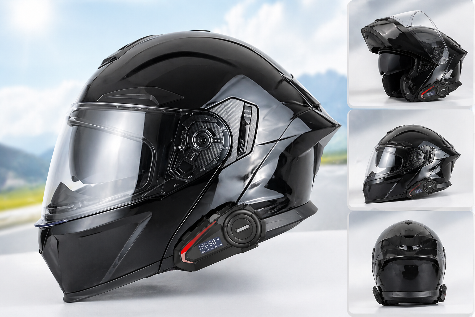 Moto Flip Up Kaciga sa Interkomom – Bluetooth, Sunčane Naočare i 360° Komunikacija