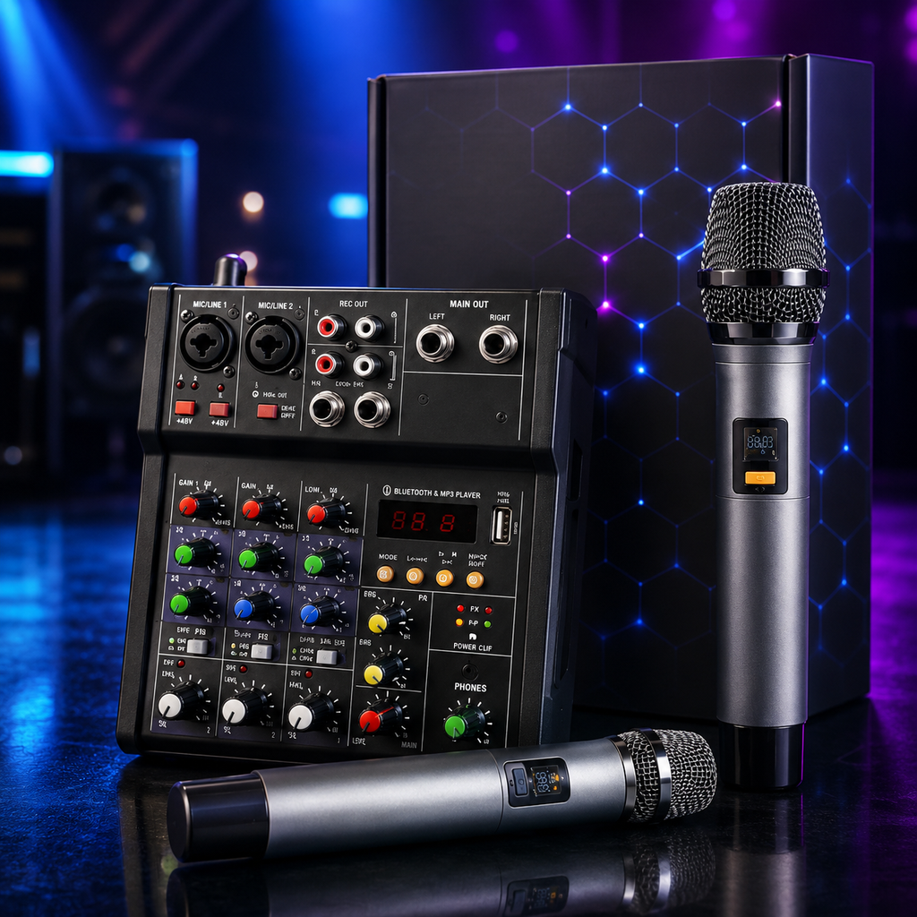 G4-M1 Profesionalni Audio Mikser 4 Kanala – 16 DSP Efekata, 48V Phantom Power i 3-Band EQ
