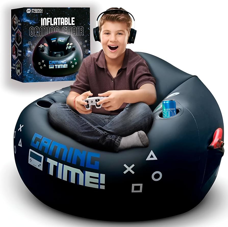 Gejmerska Fotelja na Naduvavanje sa Držačem za Čašu – Gaming Bean Bag Stolica za Decu i Tinejdžere
