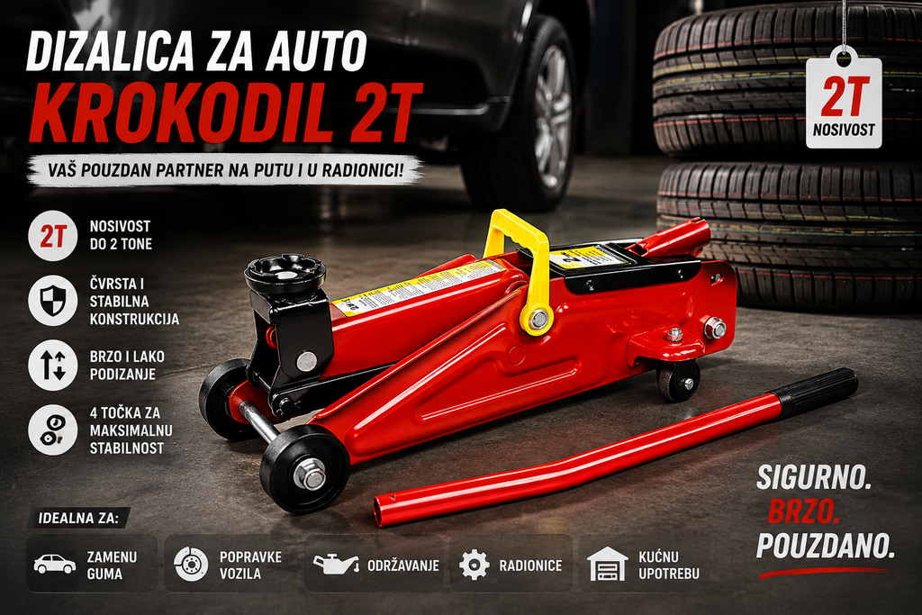 Hidraulična Dizalica za Auto Krokodil 2T – Profesionalna Garažna Dizalica Nosivosti 2 Tona