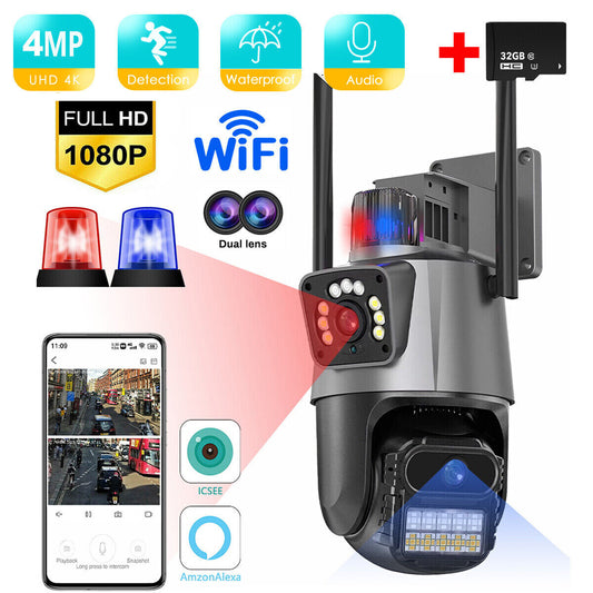IP PTZ kamera 4K 8x Zoom, 2 sočiva + sirena + 32GB memorija