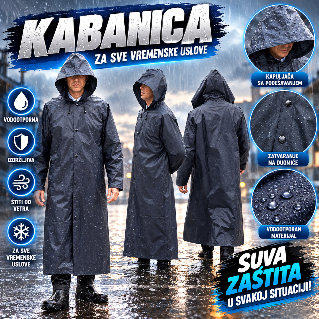 Kabanica sa Kapuljačom – Vodootporna Zaštitna Kabanica za Kišu i Rad