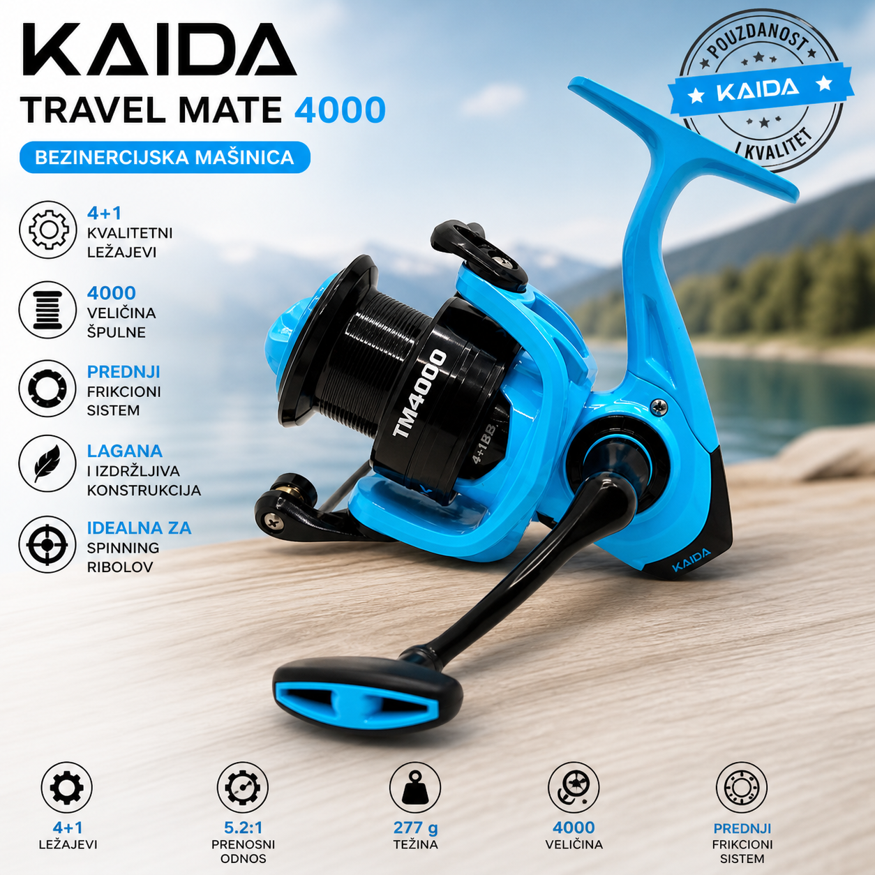 Kaida Travel Mate 4000 Mašinica za Ribolov – Snažna i Pouzdana