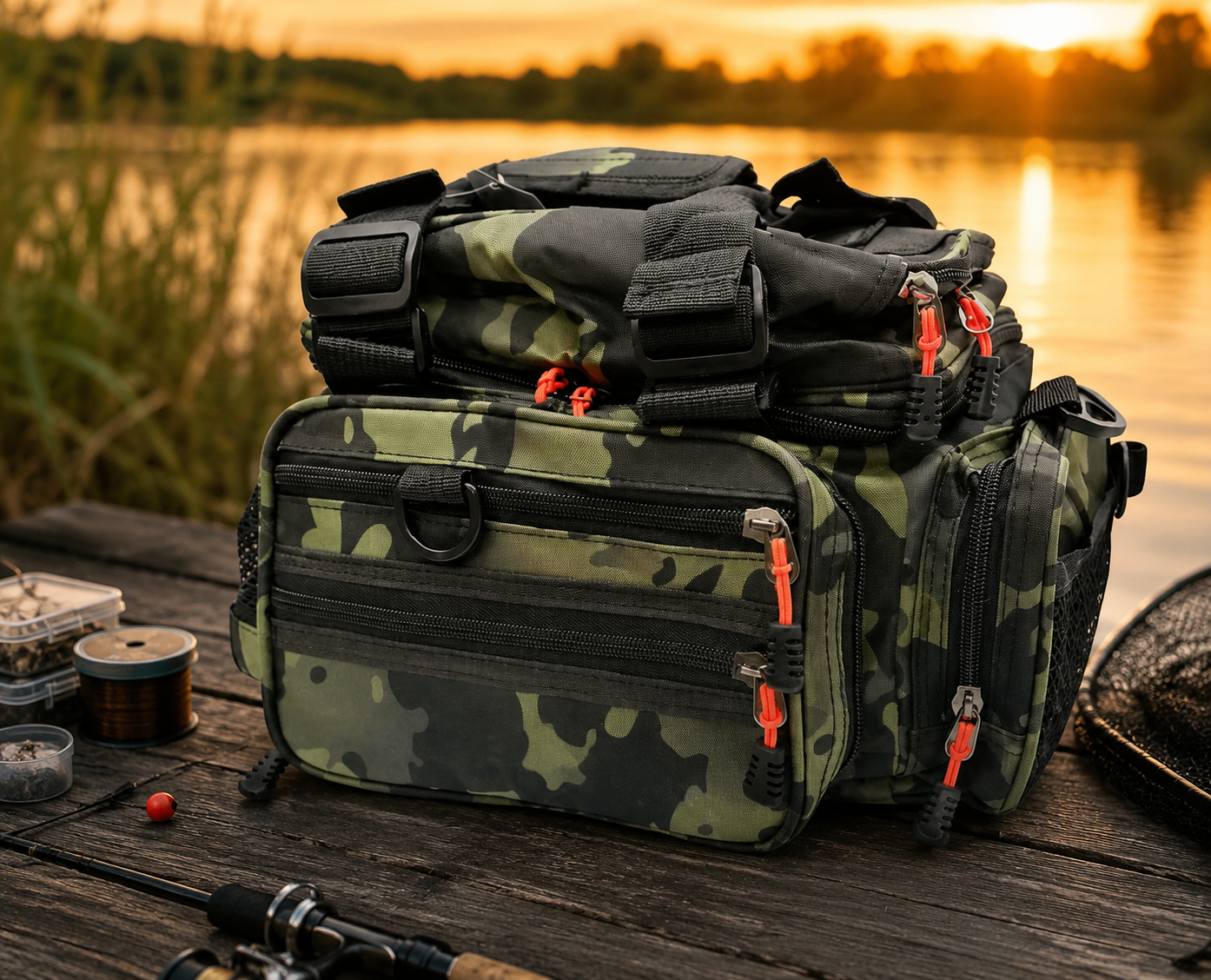 Kaida TP23 Camo Ribolovačka Torba – Velika Modularna Torba za Šaranski, Feeder i Sportski Ribolov sa Više Pregrada