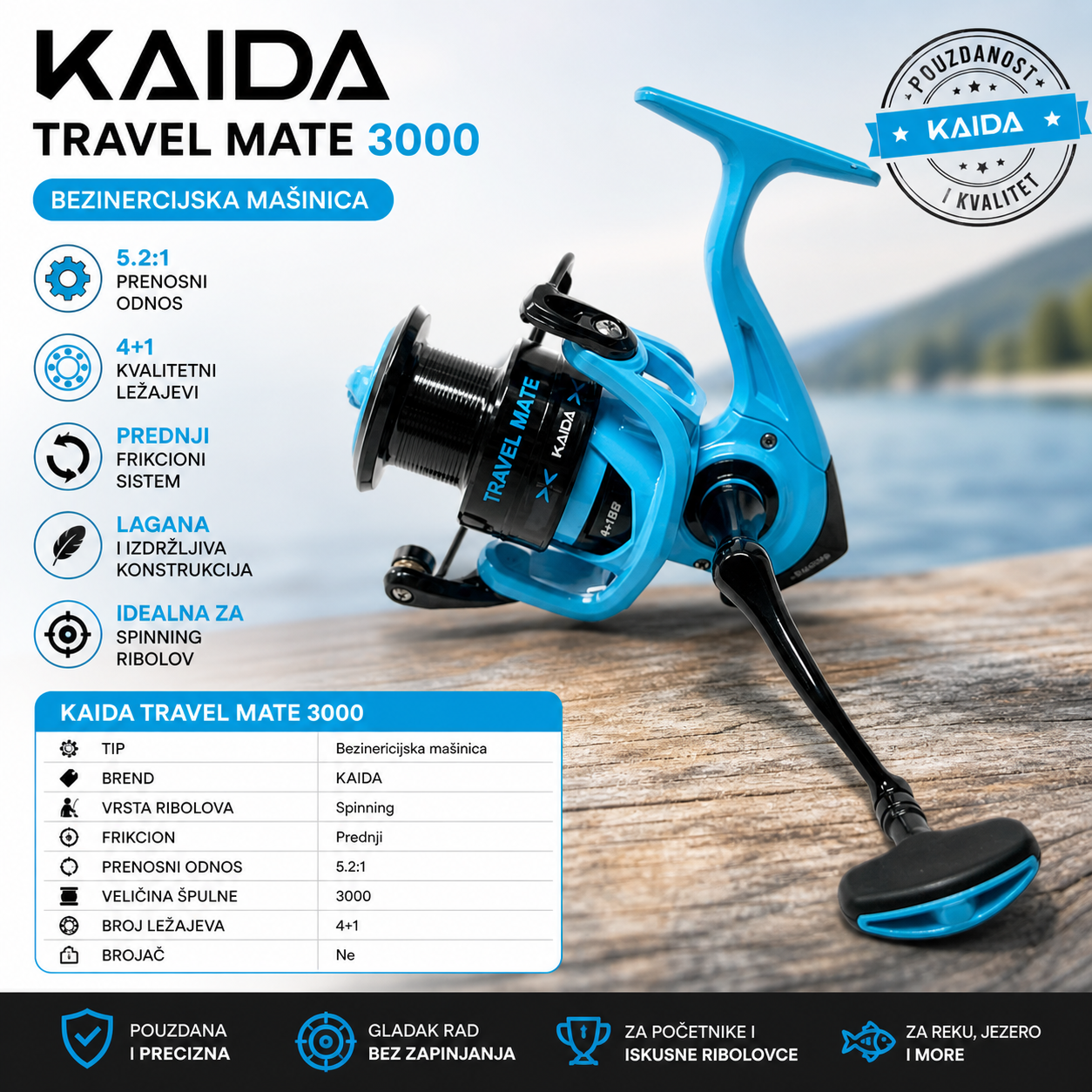 Kaida Travel Mate 3000 Mašinica za Ribolov