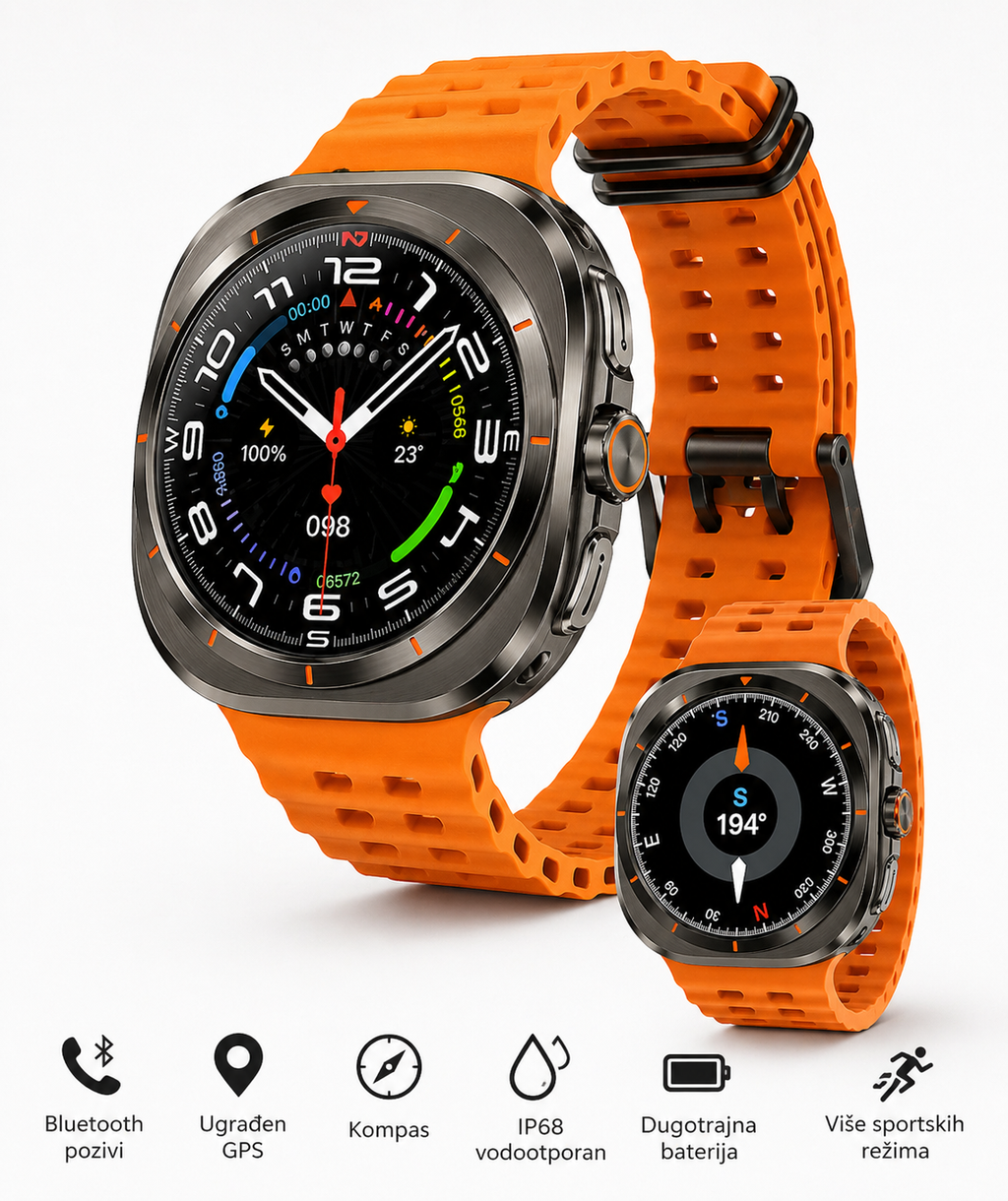 LG82 Ultra Smart Watch – AMOLED, IP68 Vodootporan, Bluetooth Pozivi | Sat za Sport, Zdravlje i Praćenje Aktivnosti

