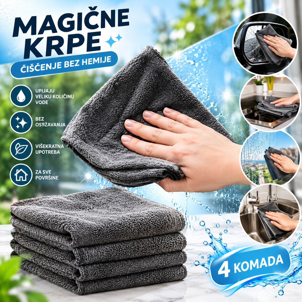 Magične Krpe CMIK za Čišćenje bez Hemije – Set od 4 Komada