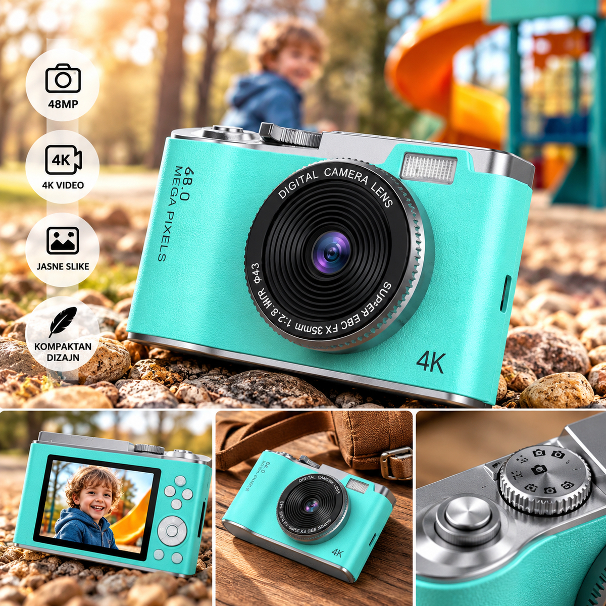 Digitalni Retro Fotoaparat 48MP 4K – Kompaktni Digitalni Fotoaparat za Fotografisanje i Snimanje