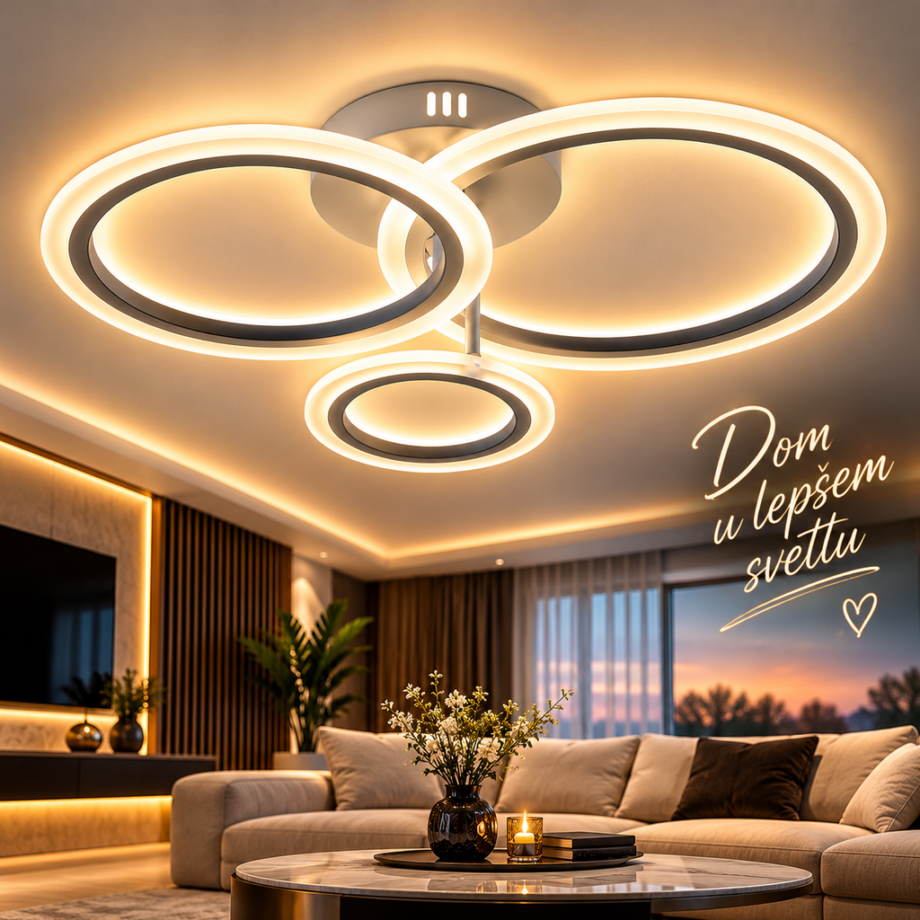 LED Luster 30W – Moderan Plafonski Luster sa 3 LED Prstena