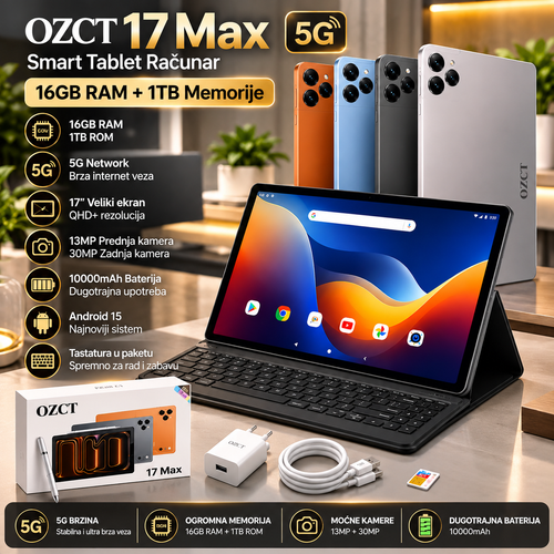 17 Pro Max 5G Tablet 16GB RAM 1TB Memorija Smart Tablet Računar Android sa Tastaturom i Olovkom