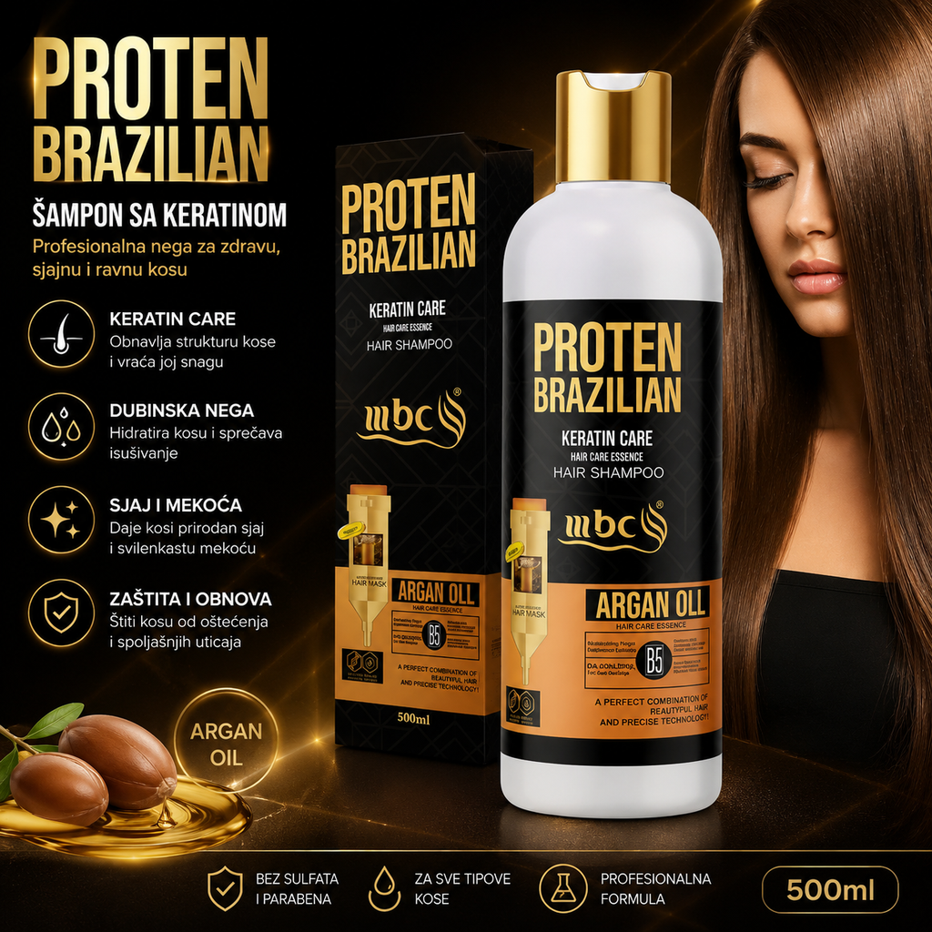 Proten Brazilian Šampon sa Keratinom – Profesionalna Keratin Care Nega za Sjajnu, Glatku i Obnovljenu Kosu
