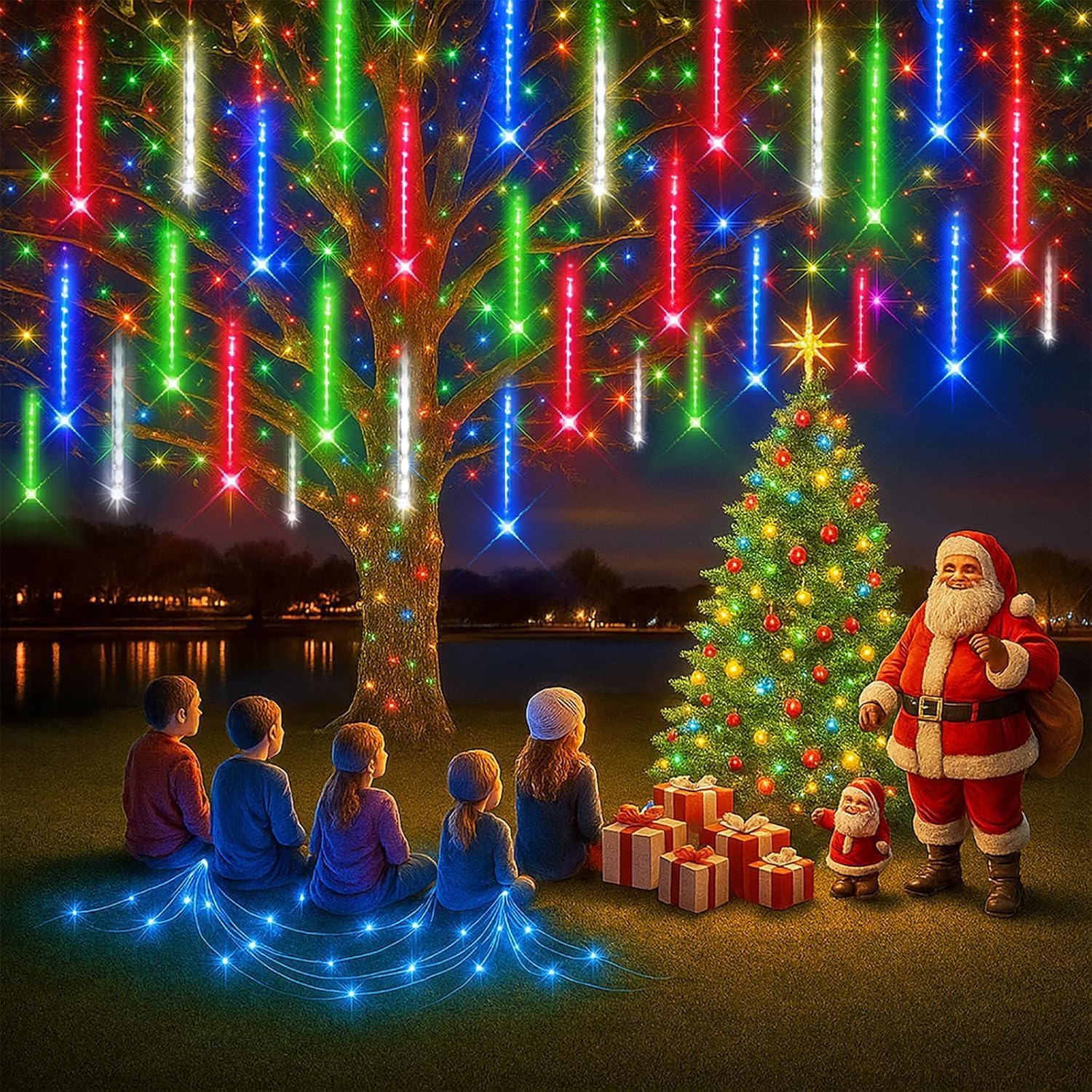 RGB Meteorska ledena kisa Novogodisnje lampice