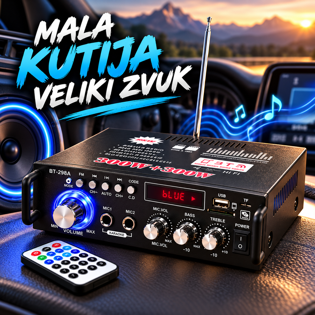 Bluetooth pojacalo za auto 12v/220v BT-298A