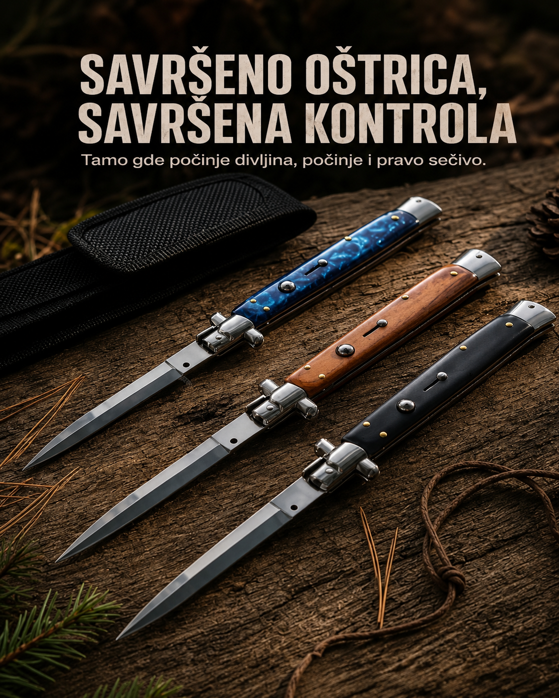 Stileto automatski preklopni nož sa sigurnosnom blokadom