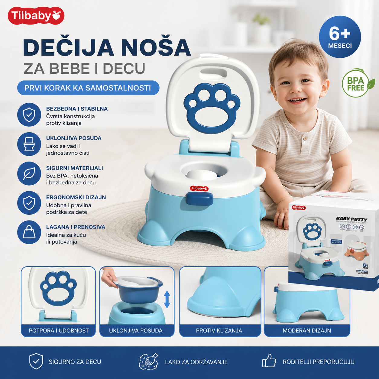 Tiibaby Dečija Noša za Bebe i Decu | Ergonomska Noša sa Uklonjivom Posudom